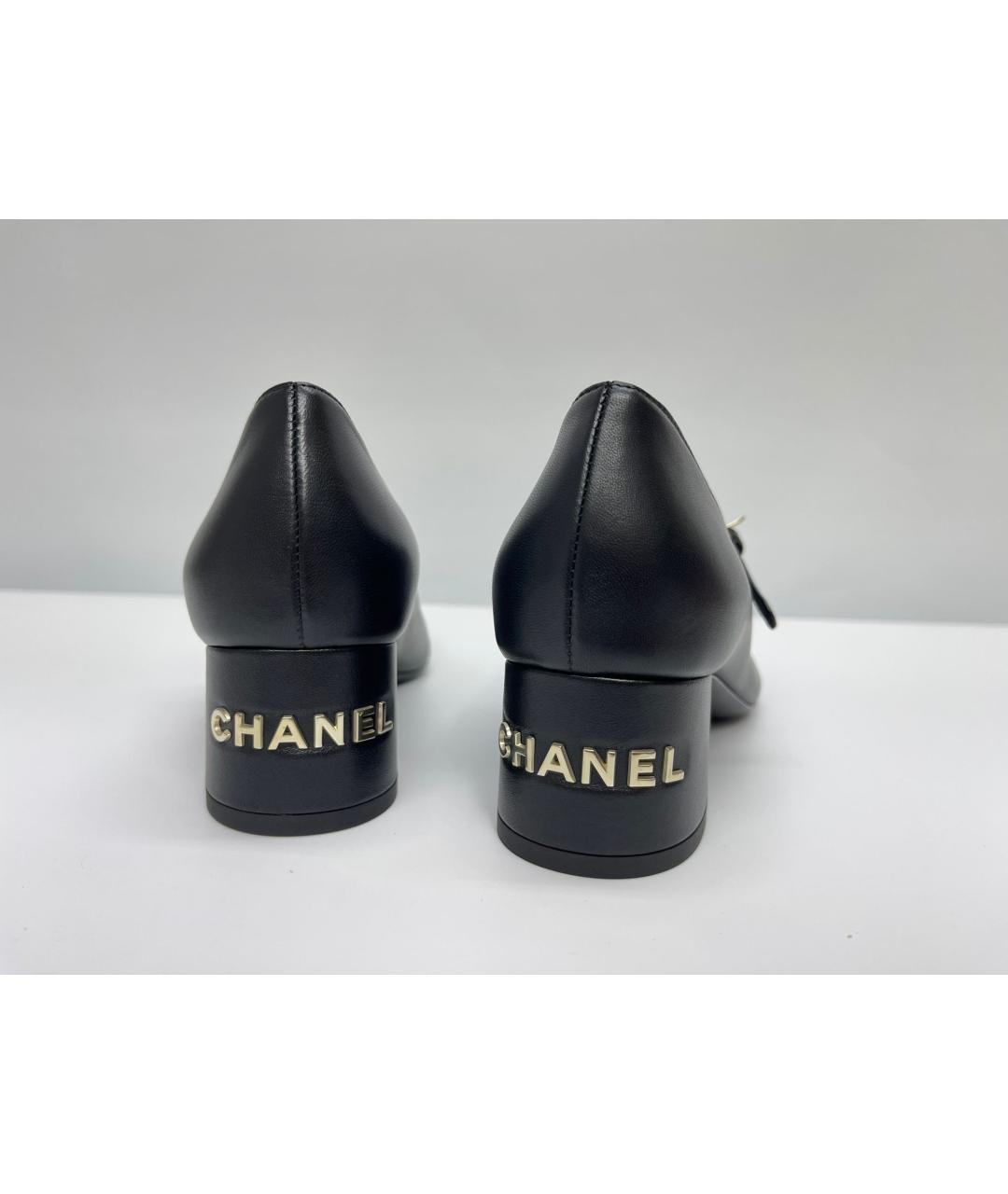 CHANEL PRE-OWNED Черные кожаные лодочки на низком каблуке, фото 7