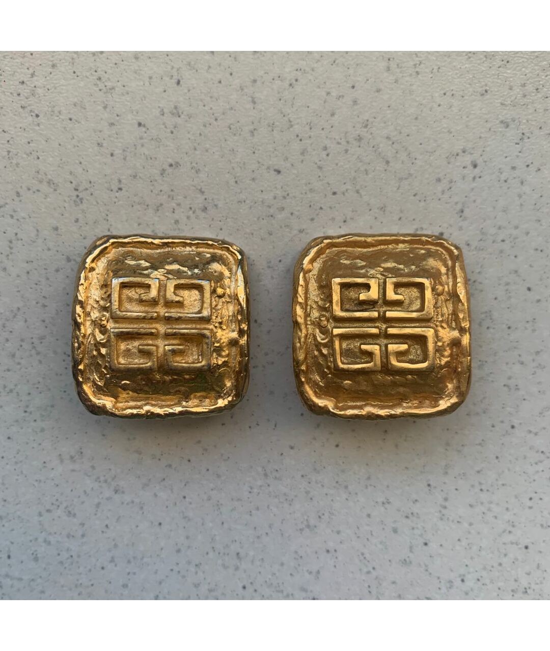 GIVENCHY VINTAGE Золотые металлические серьги, фото 9