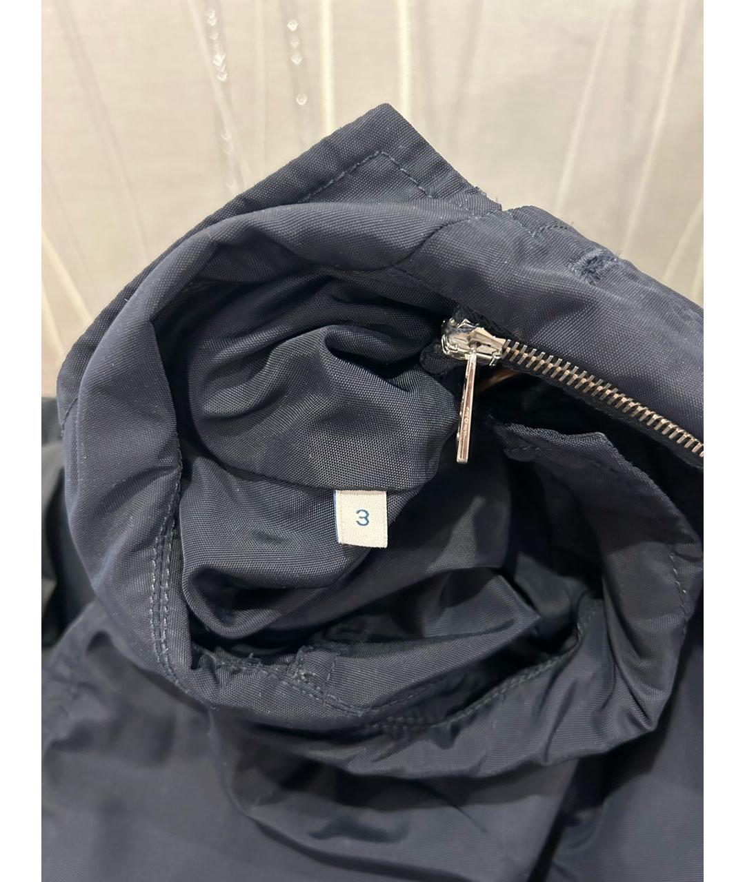 MONCLER Темно-синее полиэстеровое пальто, фото 5