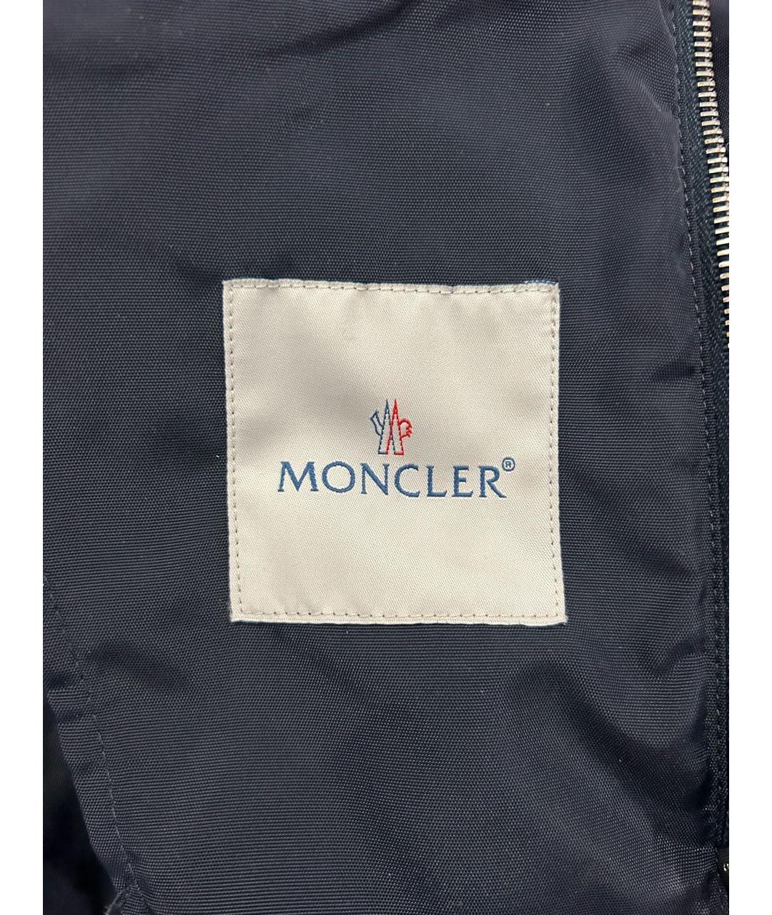MONCLER Темно-синее полиэстеровое пальто, фото 7