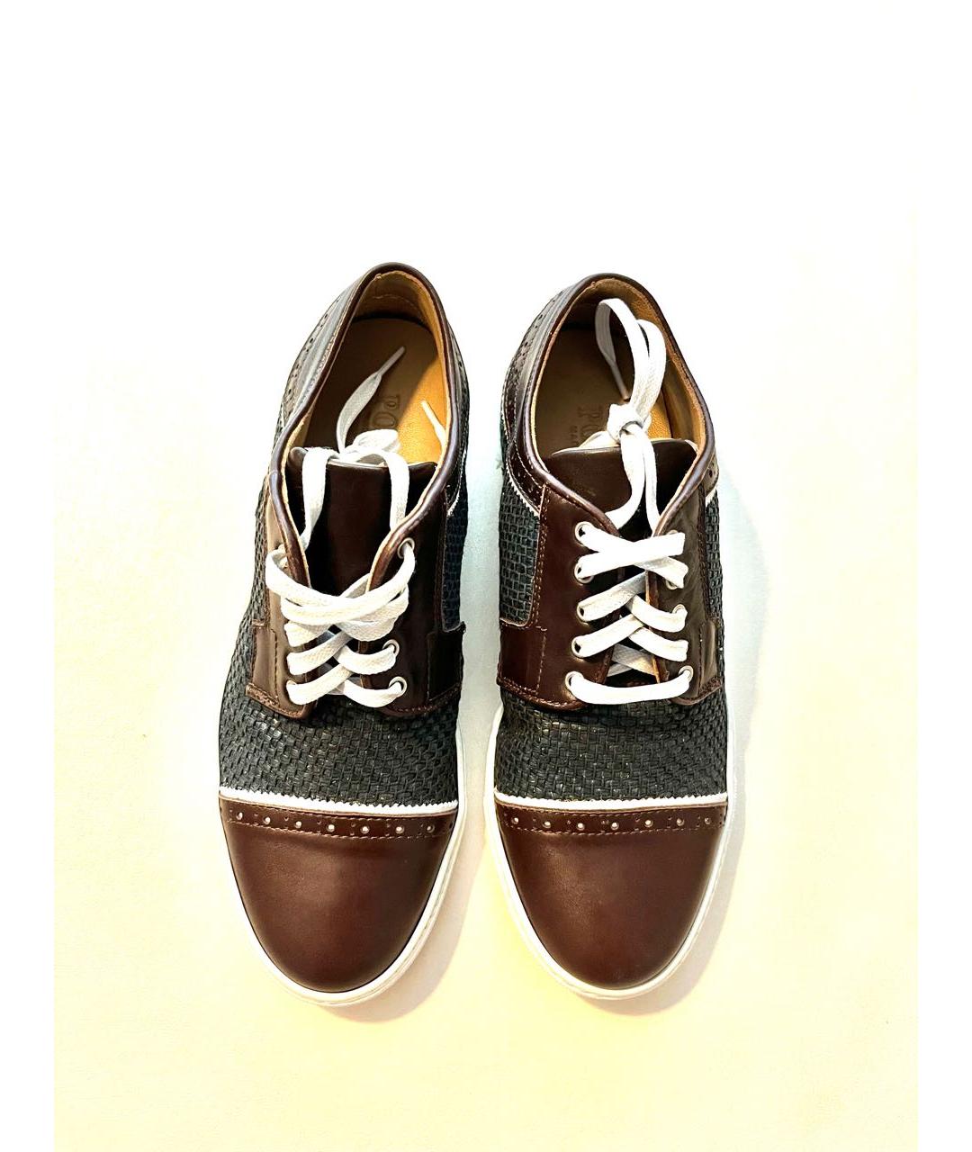 POLLINI Коричневые кожаные кеды, фото 3