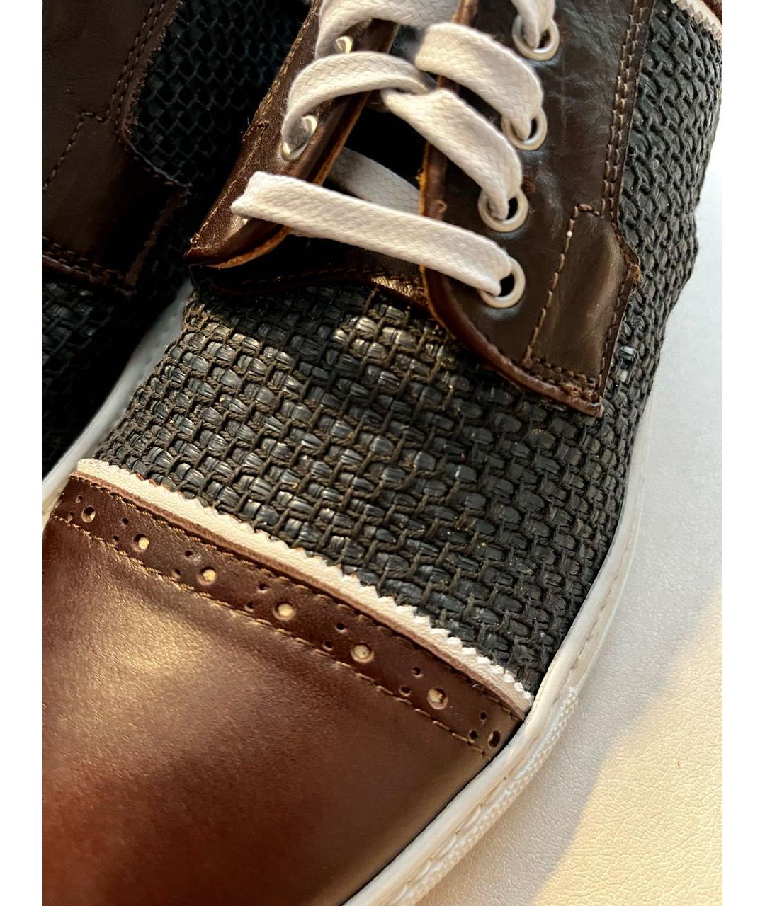 POLLINI Коричневые кожаные кеды, фото 5