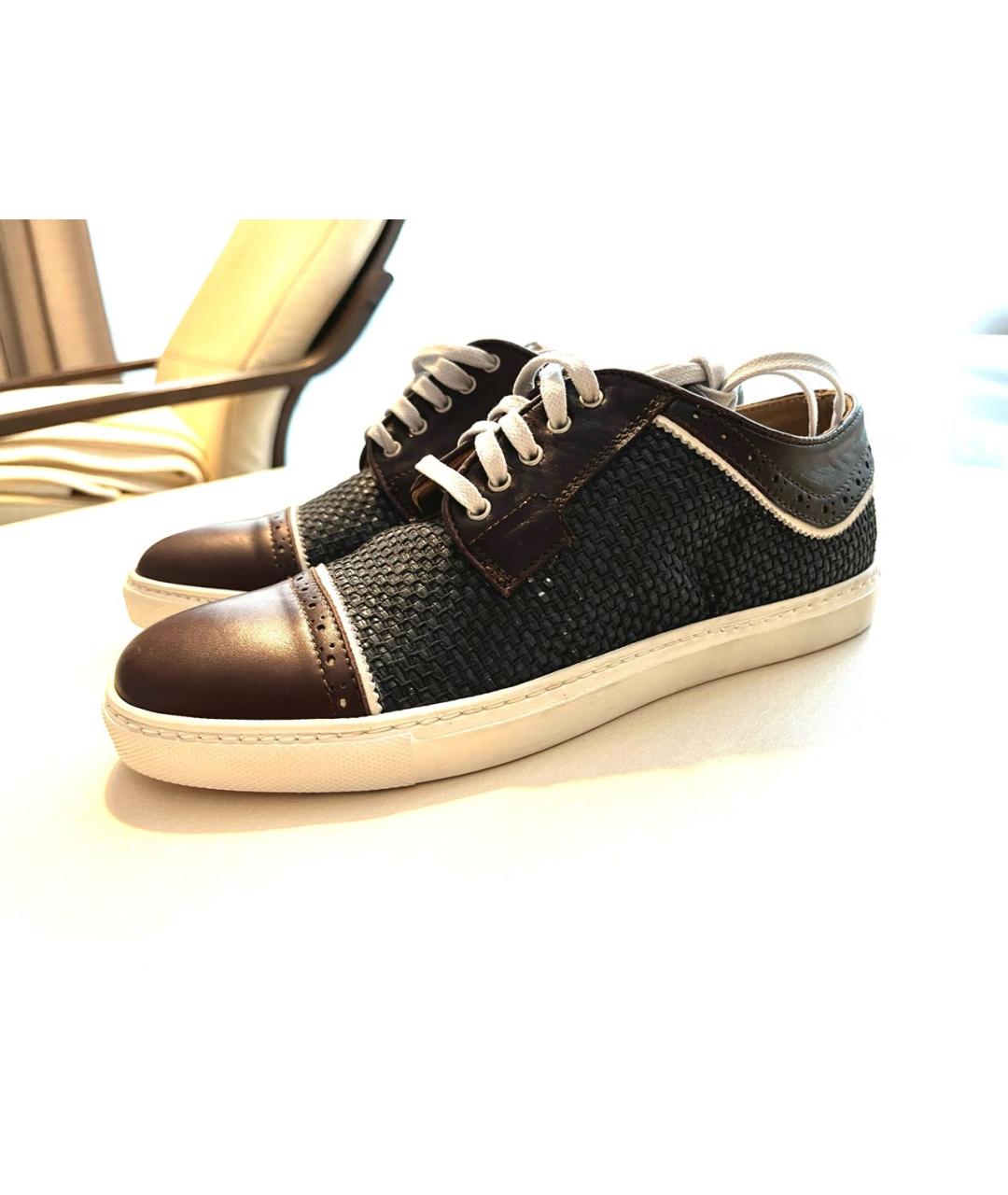 POLLINI Коричневые кожаные кеды, фото 2