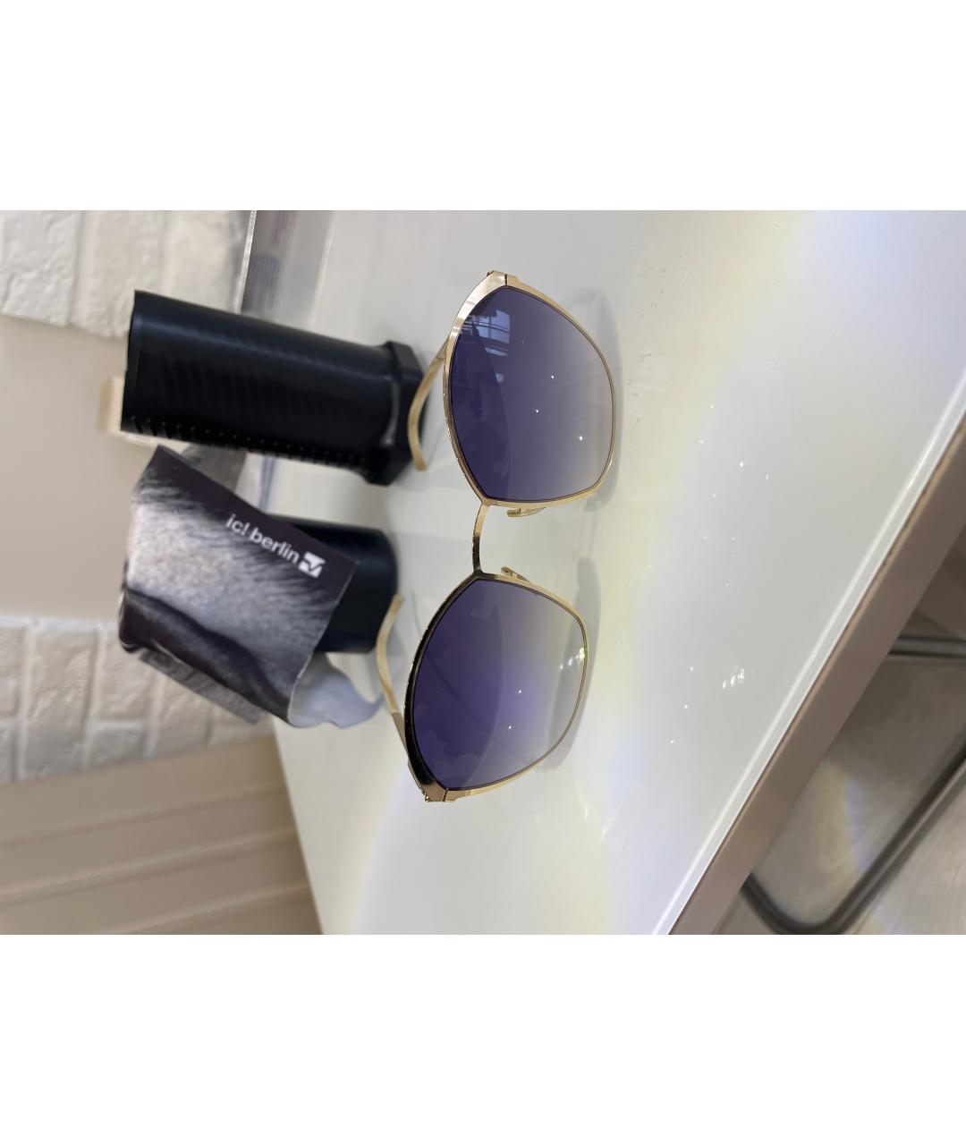 ICBERLIN Золотые металлические солнцезащитные очки, фото 9