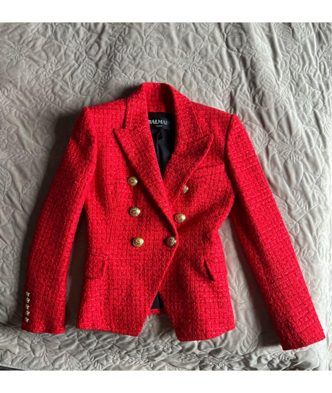 BALMAIN Красный хлопковый жакет/пиджак, фото 2