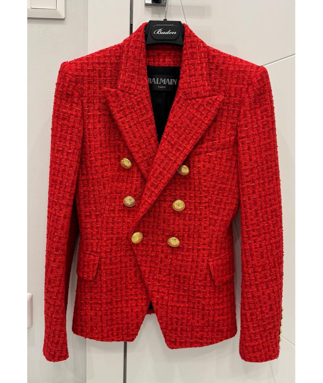 BALMAIN Красный хлопковый жакет/пиджак, фото 8