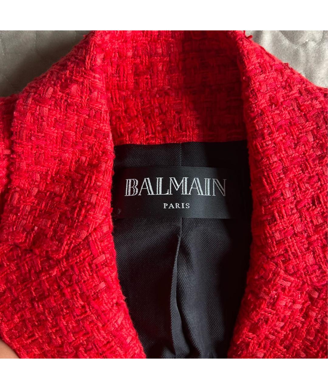 BALMAIN Красный хлопковый жакет/пиджак, фото 4