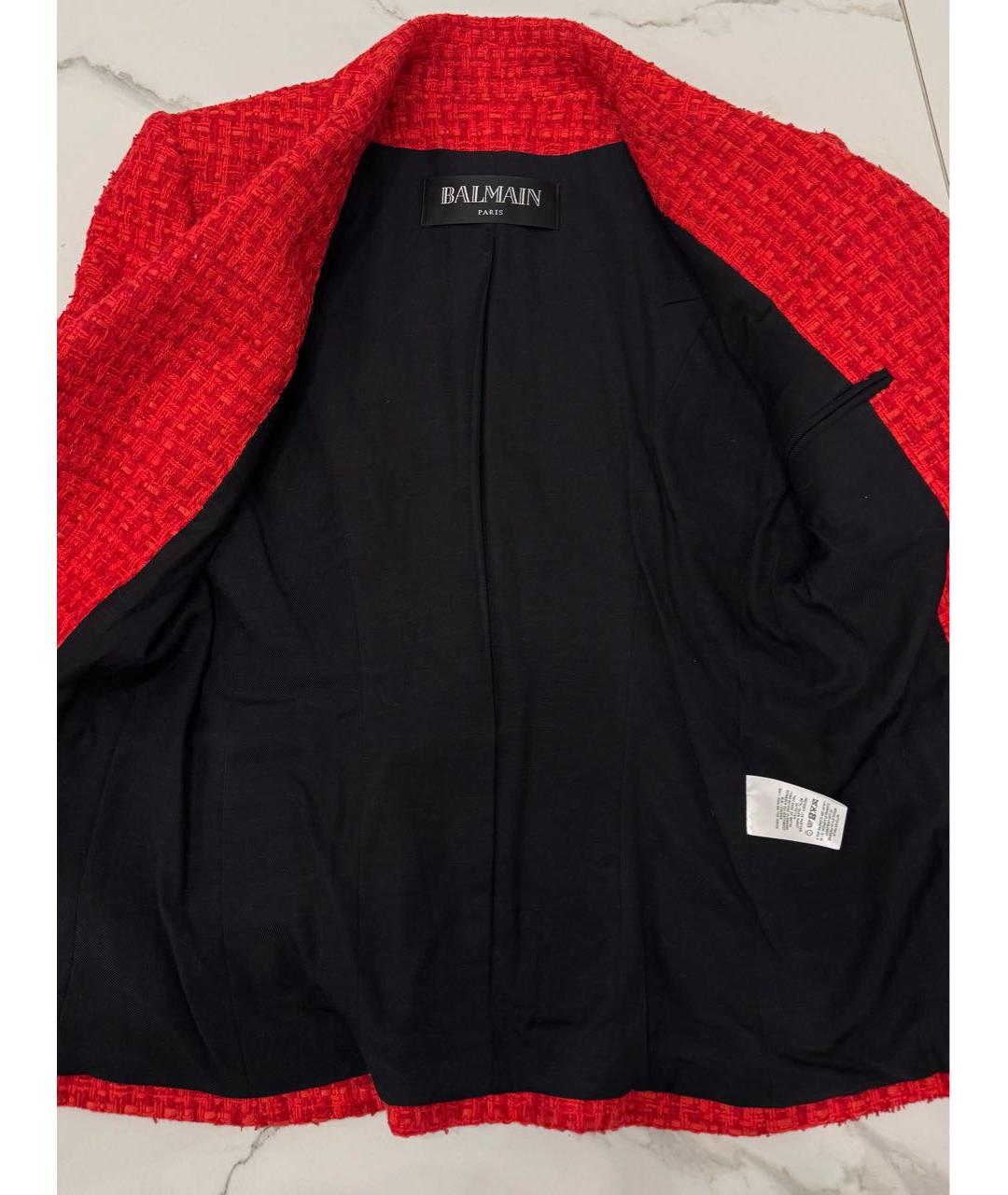 BALMAIN Красный хлопковый жакет/пиджак, фото 7