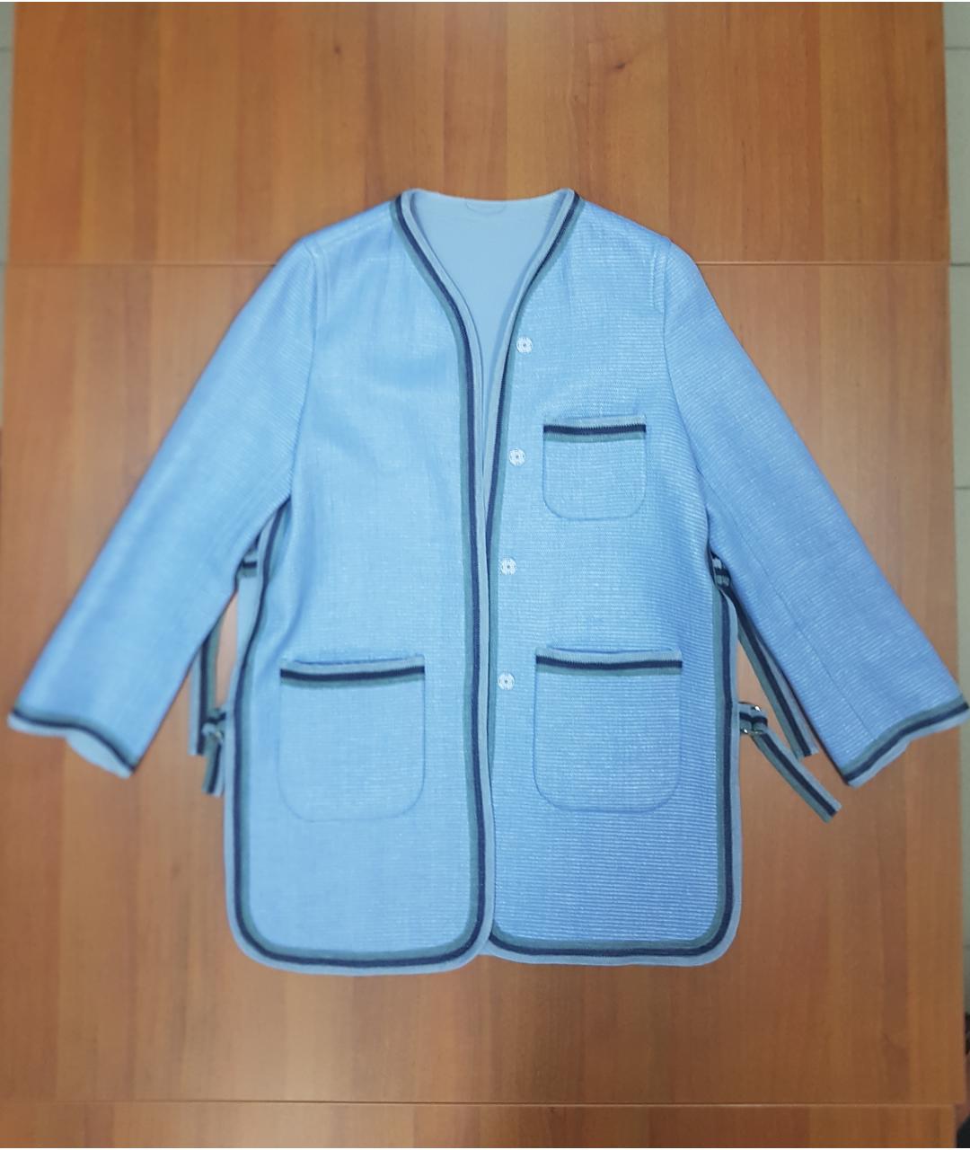 ERMANNO SCERVINO Голубой хлопковый жакет/пиджак, фото 5