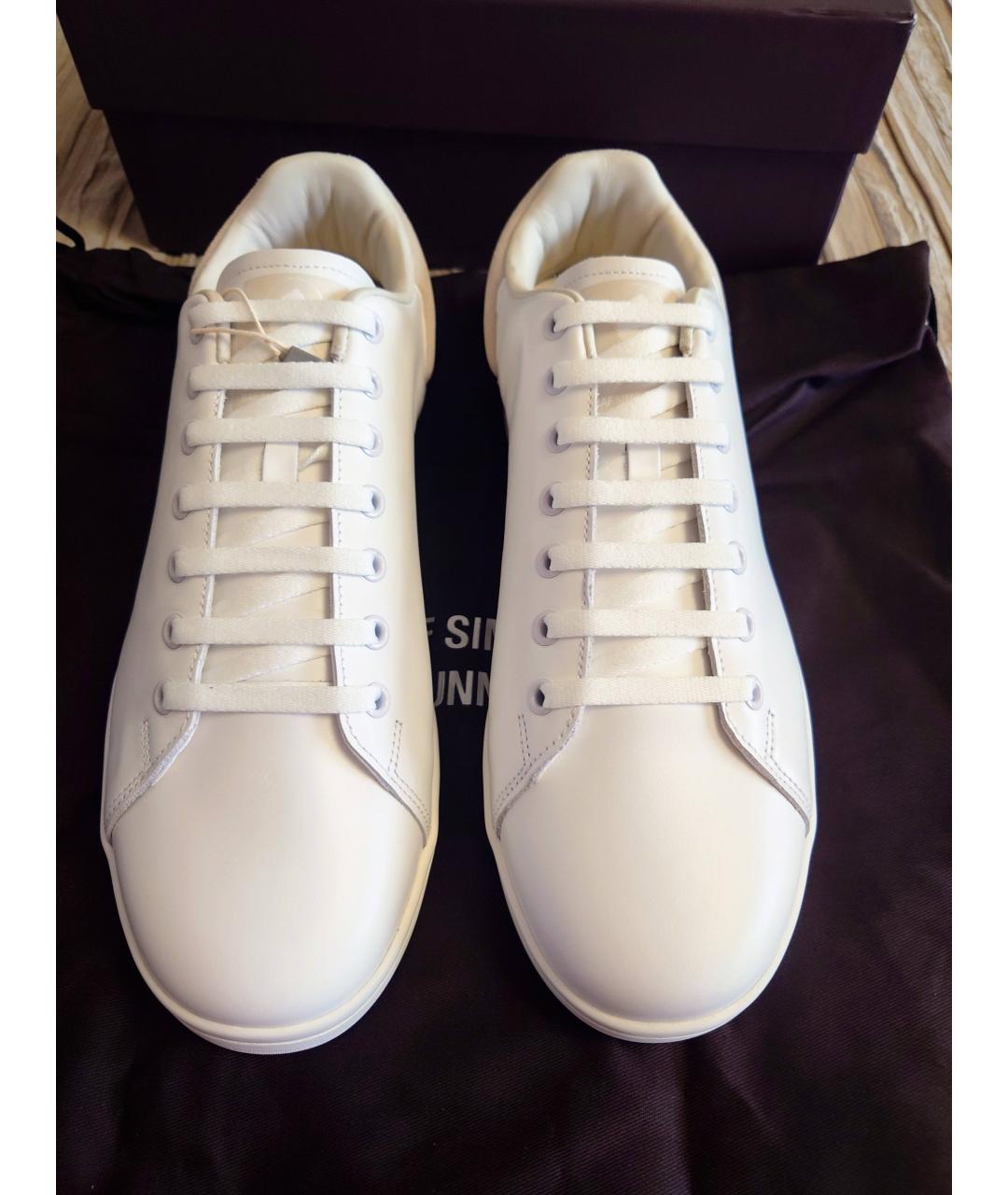 RAF SIMONS Белые кожаные низкие кроссовки / кеды, фото 2