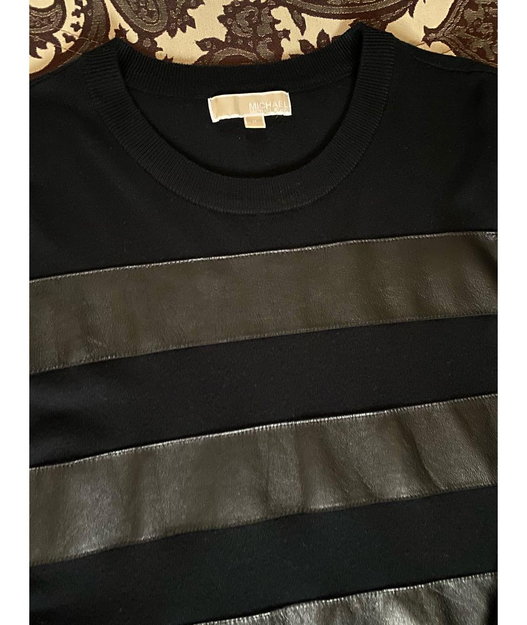 MICHAEL MICHAEL KORS Черный кожаный джемпер / свитер, фото 4