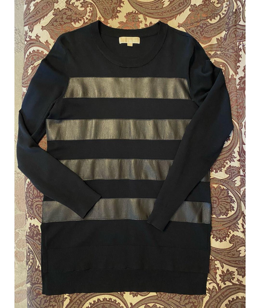 MICHAEL MICHAEL KORS Черный кожаный джемпер / свитер, фото 5