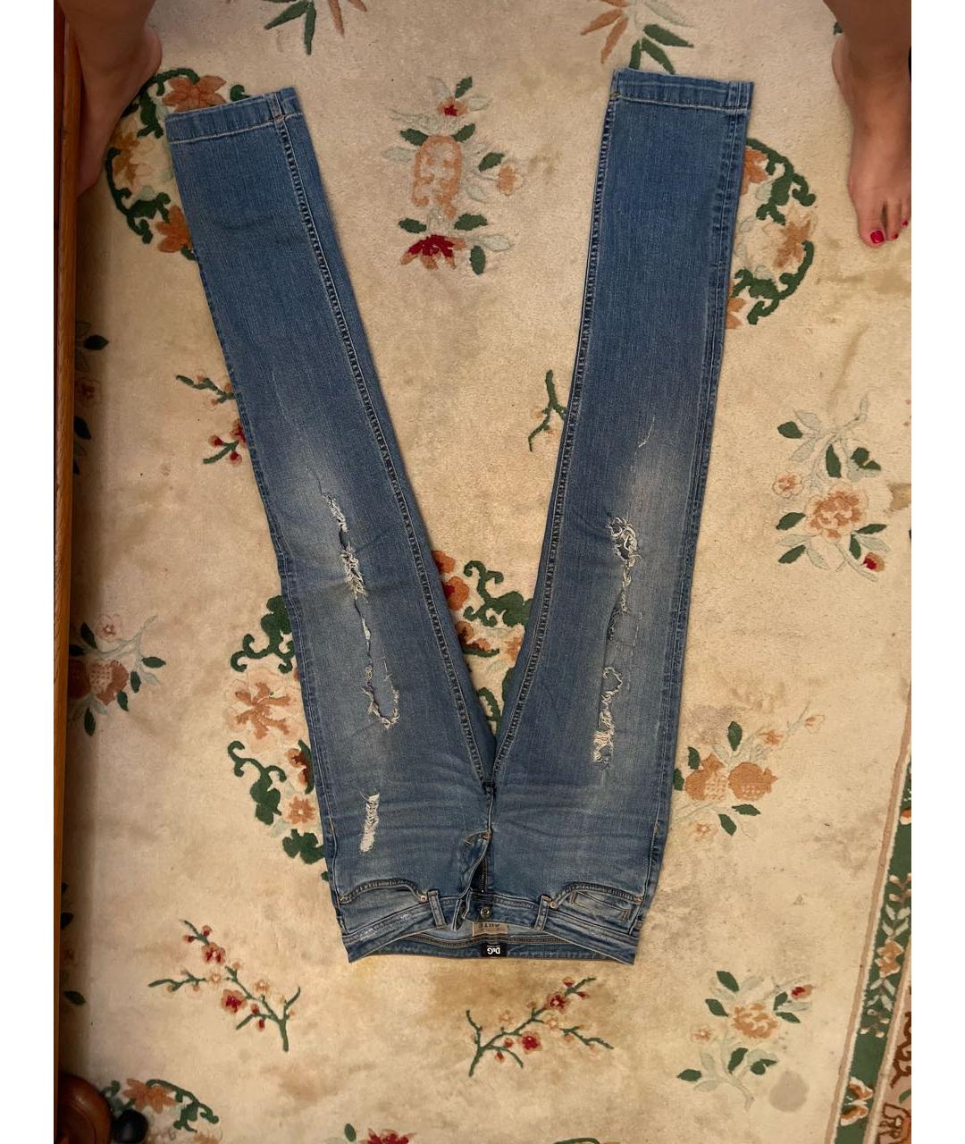 DOLCE&GABBANA Голубые хлопко-эластановые прямые джинсы, фото 5