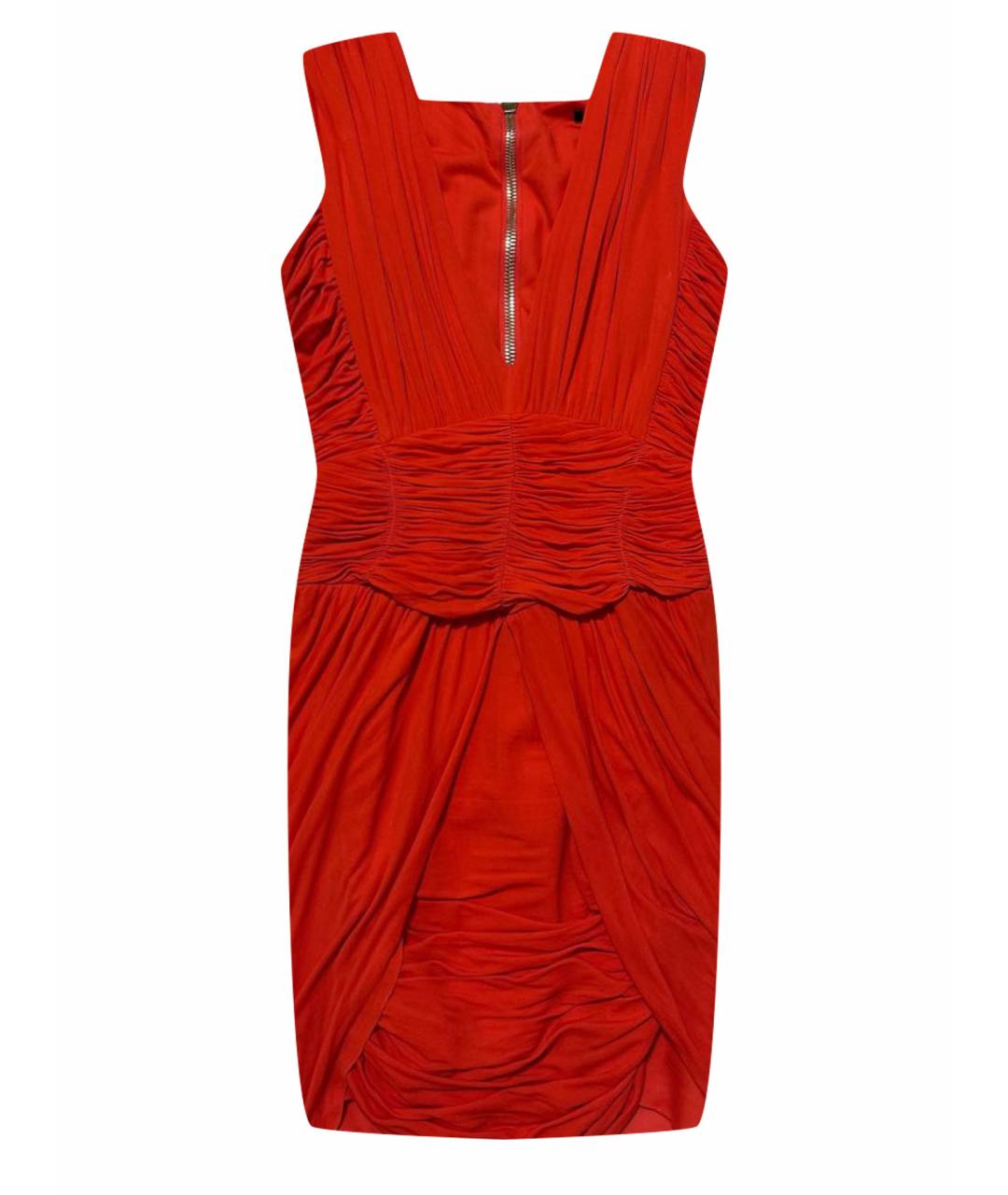 BALMAIN Красное вискозное коктейльное платье, фото 1