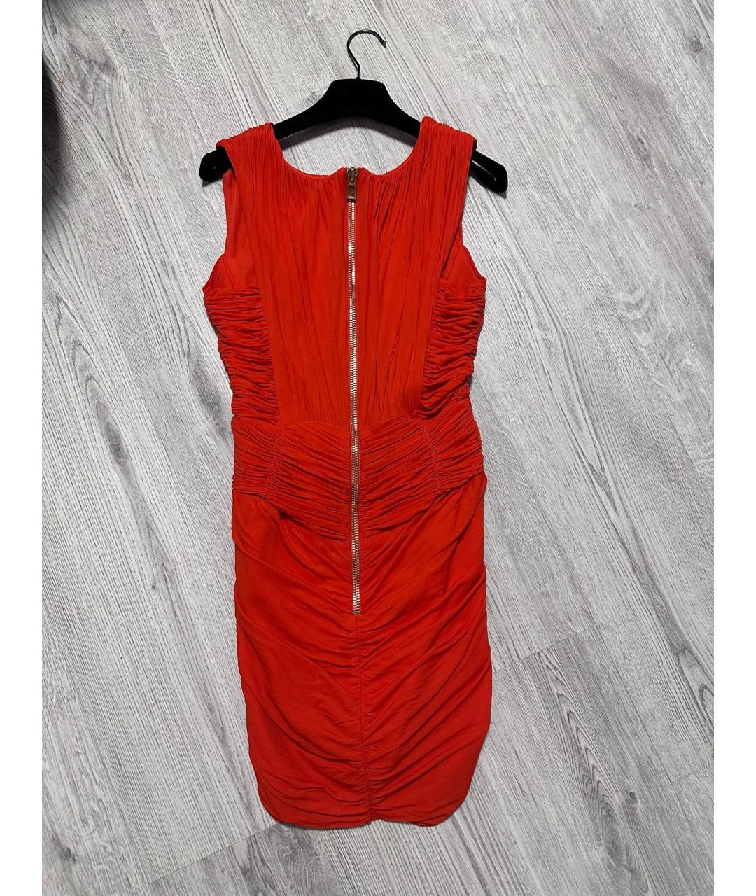 BALMAIN Красное вискозное коктейльное платье, фото 2