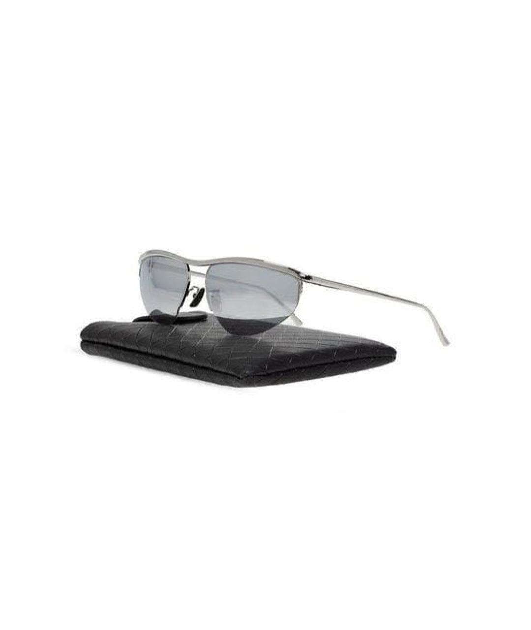 BOTTEGA VENETA Серебряные металлические солнцезащитные очки, фото 4