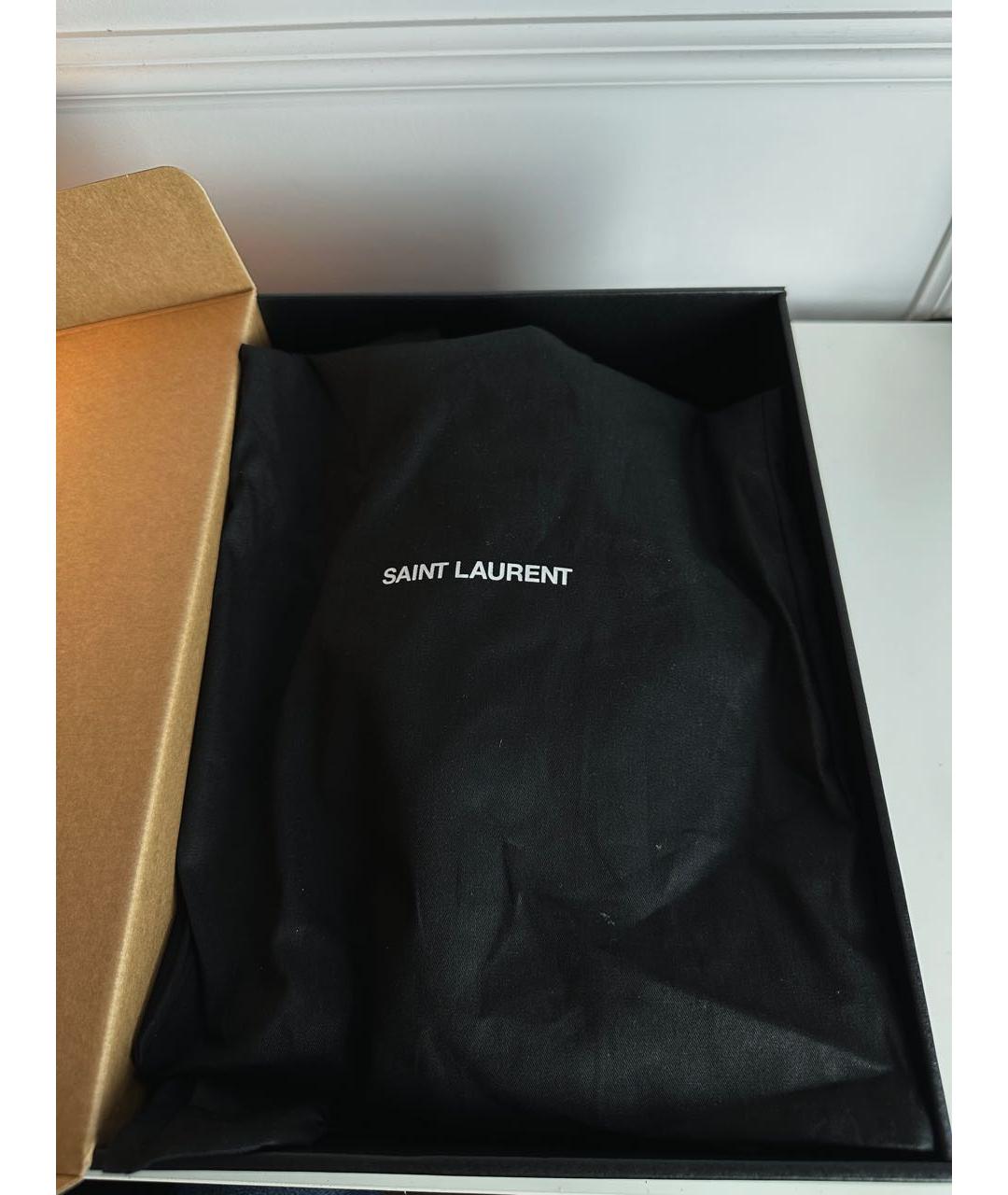 SAINT LAURENT Черные кожаные низкие кроссовки / кеды, фото 3