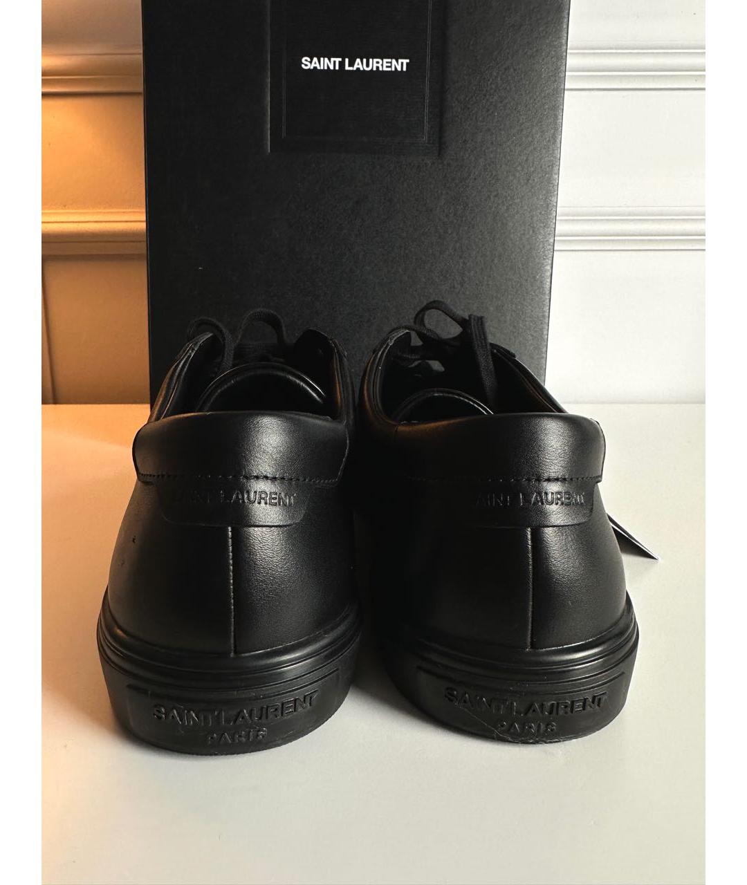 SAINT LAURENT Черные кожаные низкие кроссовки / кеды, фото 6