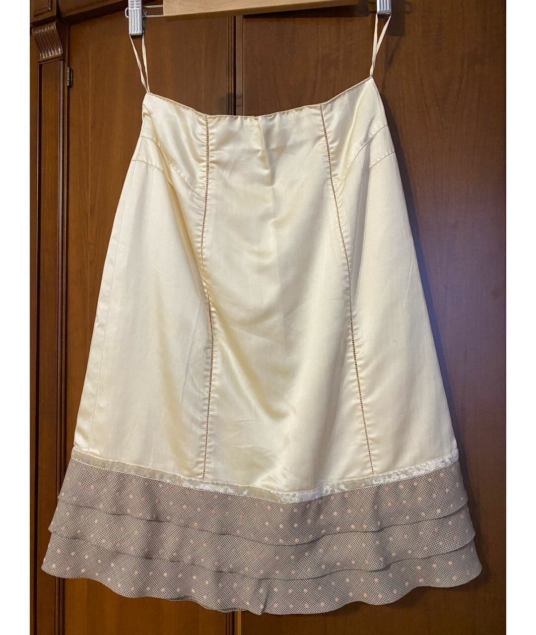 LOUIS VUITTON PRE-OWNED Бежевая шелковая юбка миди, фото 3