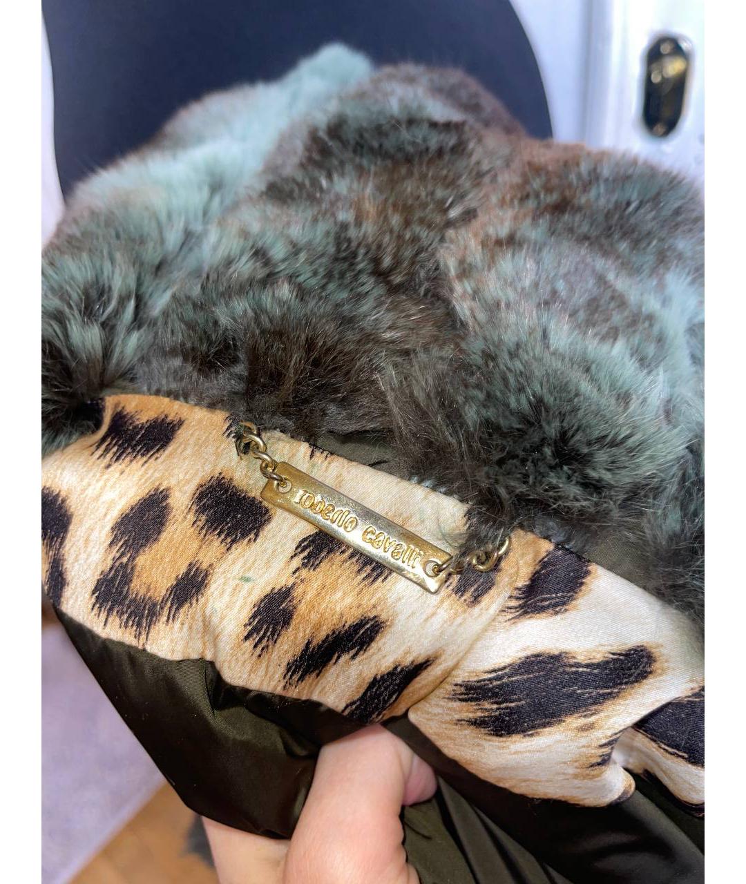 ROBERTO CAVALLI Зеленый меховой пуховик, фото 3