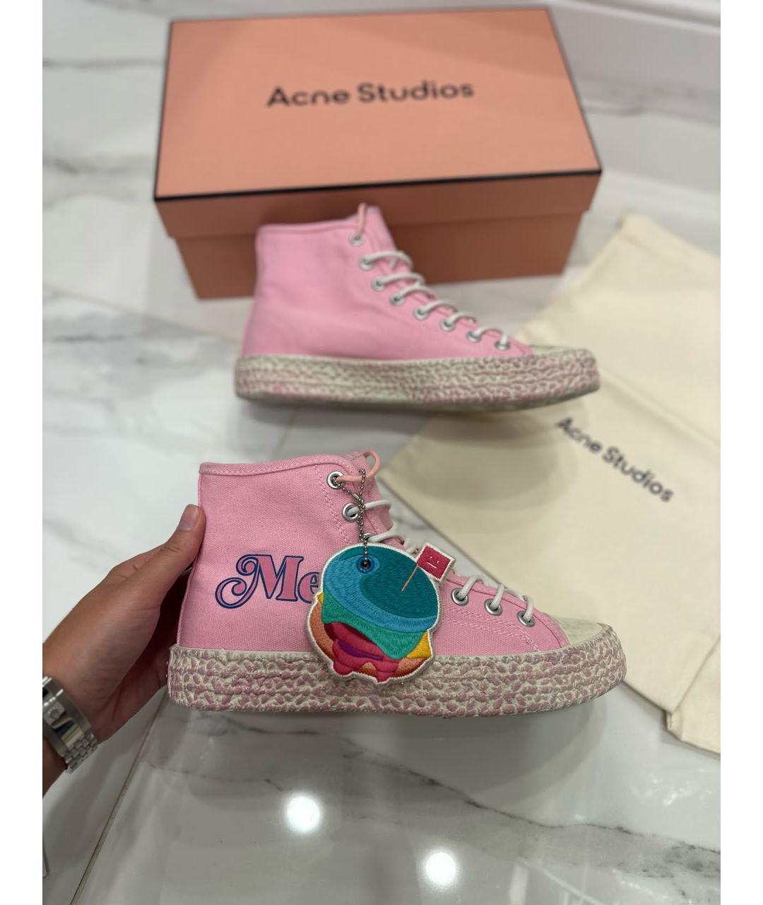 ACNE STUDIOS Розовые текстильные кеды, фото 7