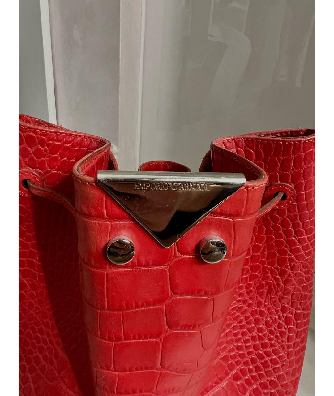 EMPORIO ARMANI Красная кожаная сумка тоут, фото 3