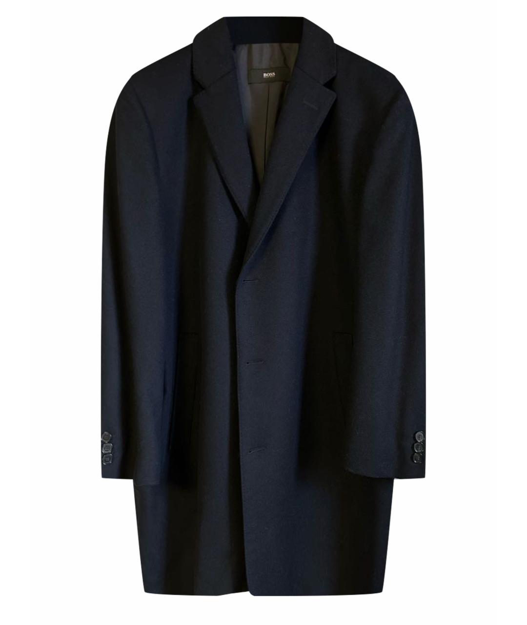 HUGO BOSS Темно-синее кашемировое пальто, фото 1