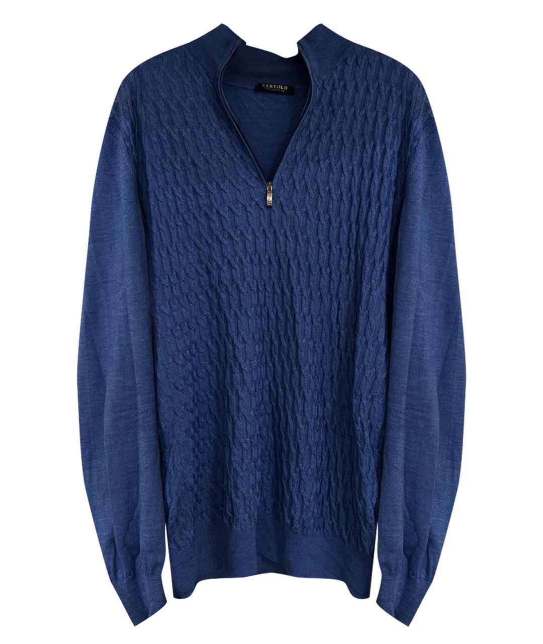 BERTOLO LUXURY MENSWEAR Синий шерстяной джемпер / свитер, фото 1