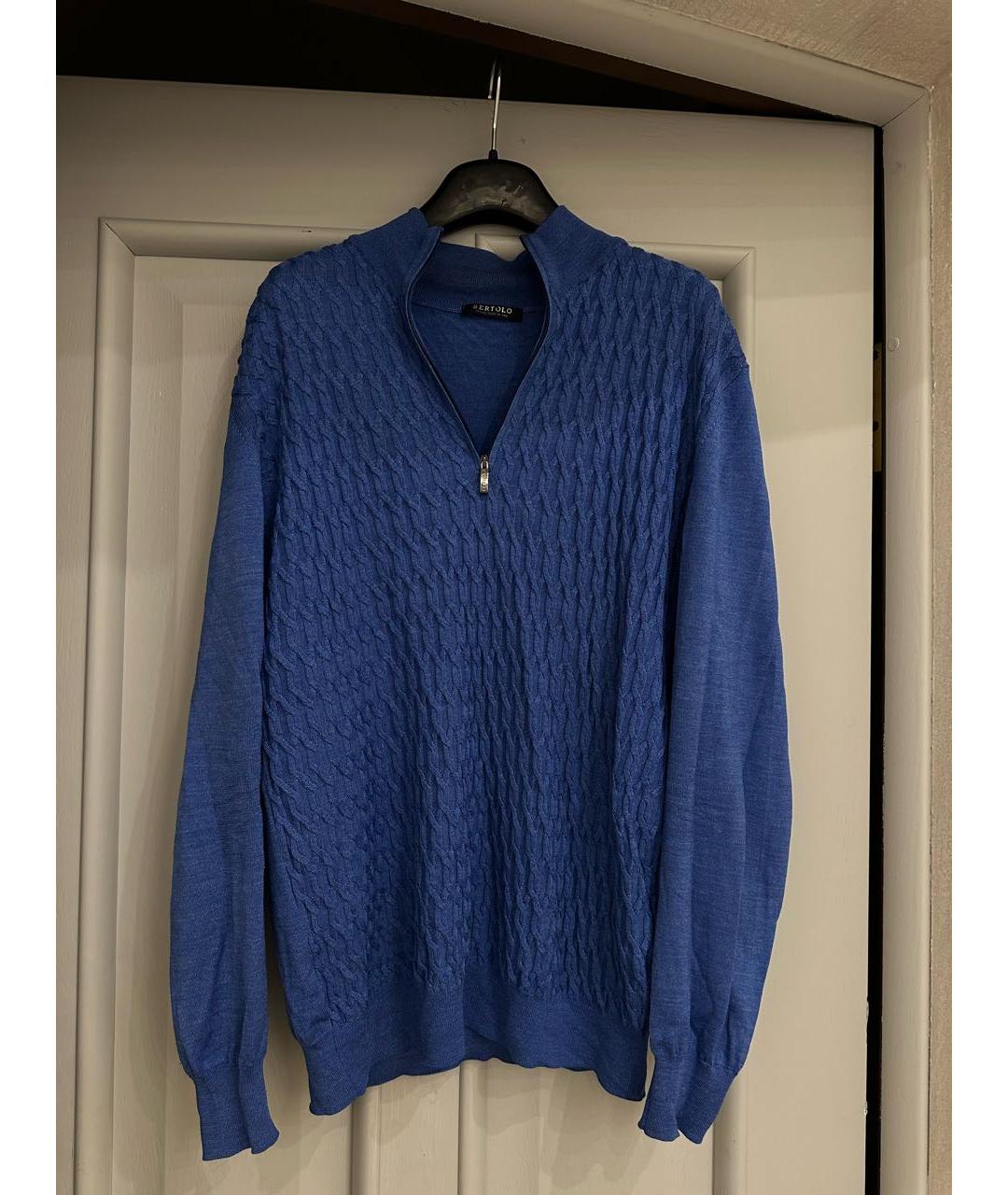 BERTOLO LUXURY MENSWEAR Синий шерстяной джемпер / свитер, фото 5