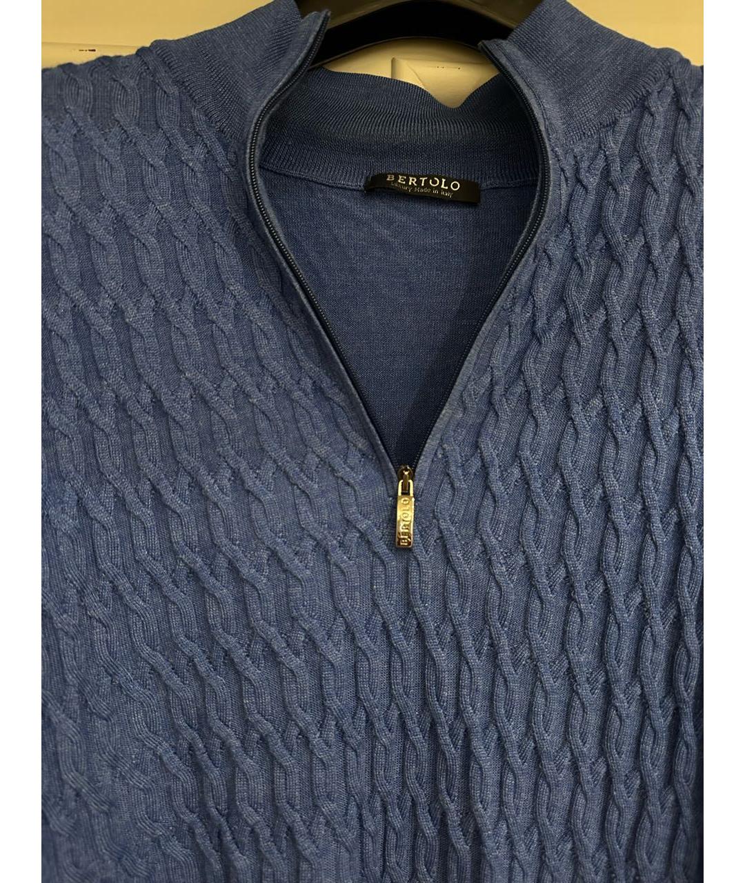 BERTOLO LUXURY MENSWEAR Синий шерстяной джемпер / свитер, фото 3