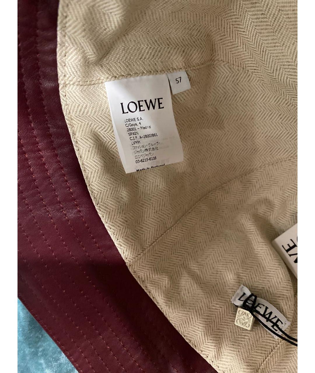 LOEWE Бордовая кожаная панама, фото 5