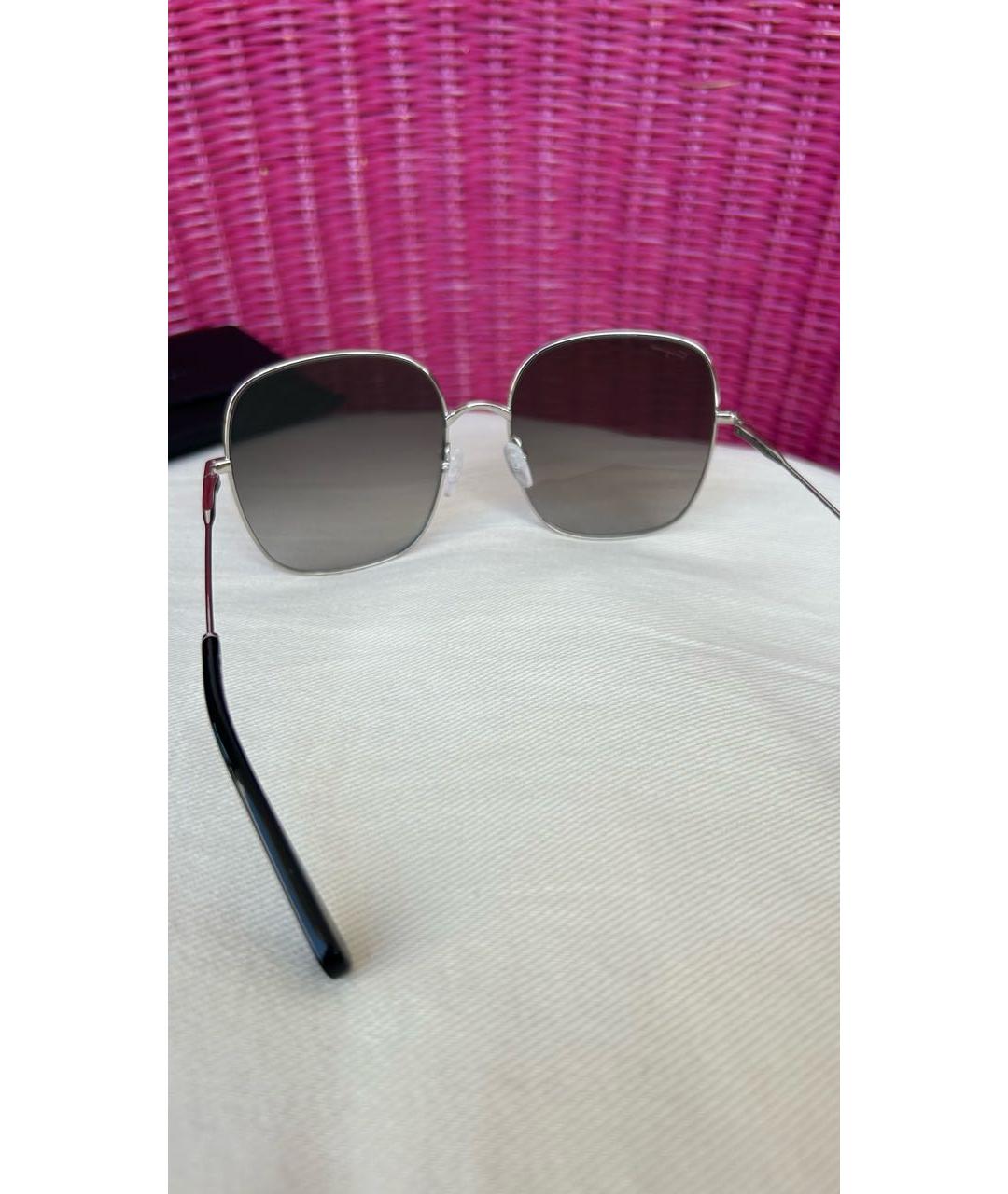 SALVATORE FERRAGAMO Антрацитовые металлические солнцезащитные очки, фото 8