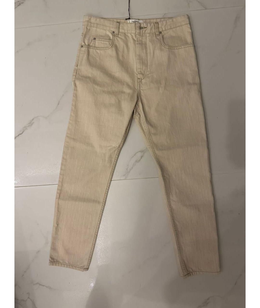 ISABEL MARANT ETOILE Бежевые хлопковые джинсы слим, фото 4