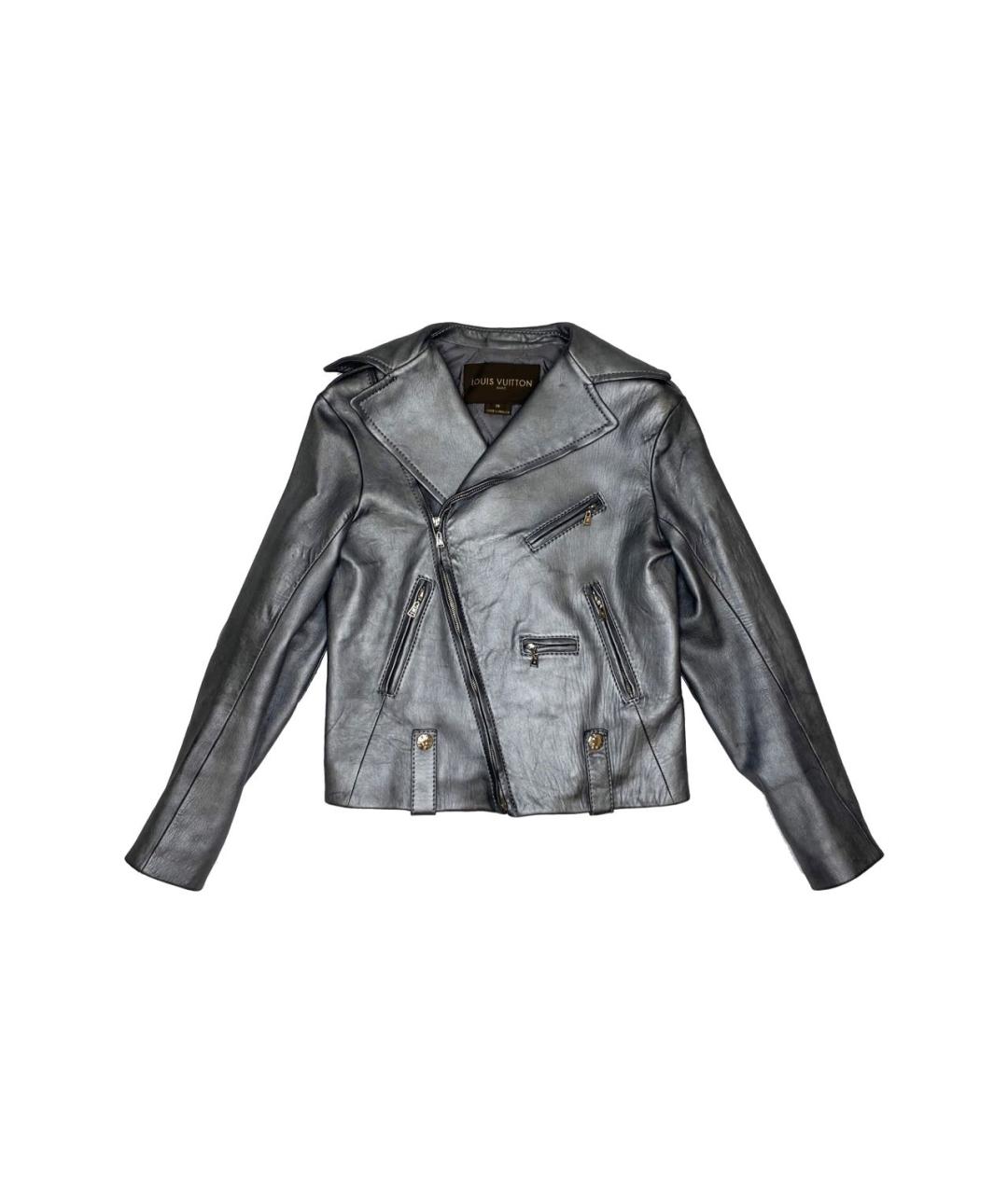 LOUIS VUITTON Серебряная кожаная куртка, фото 9