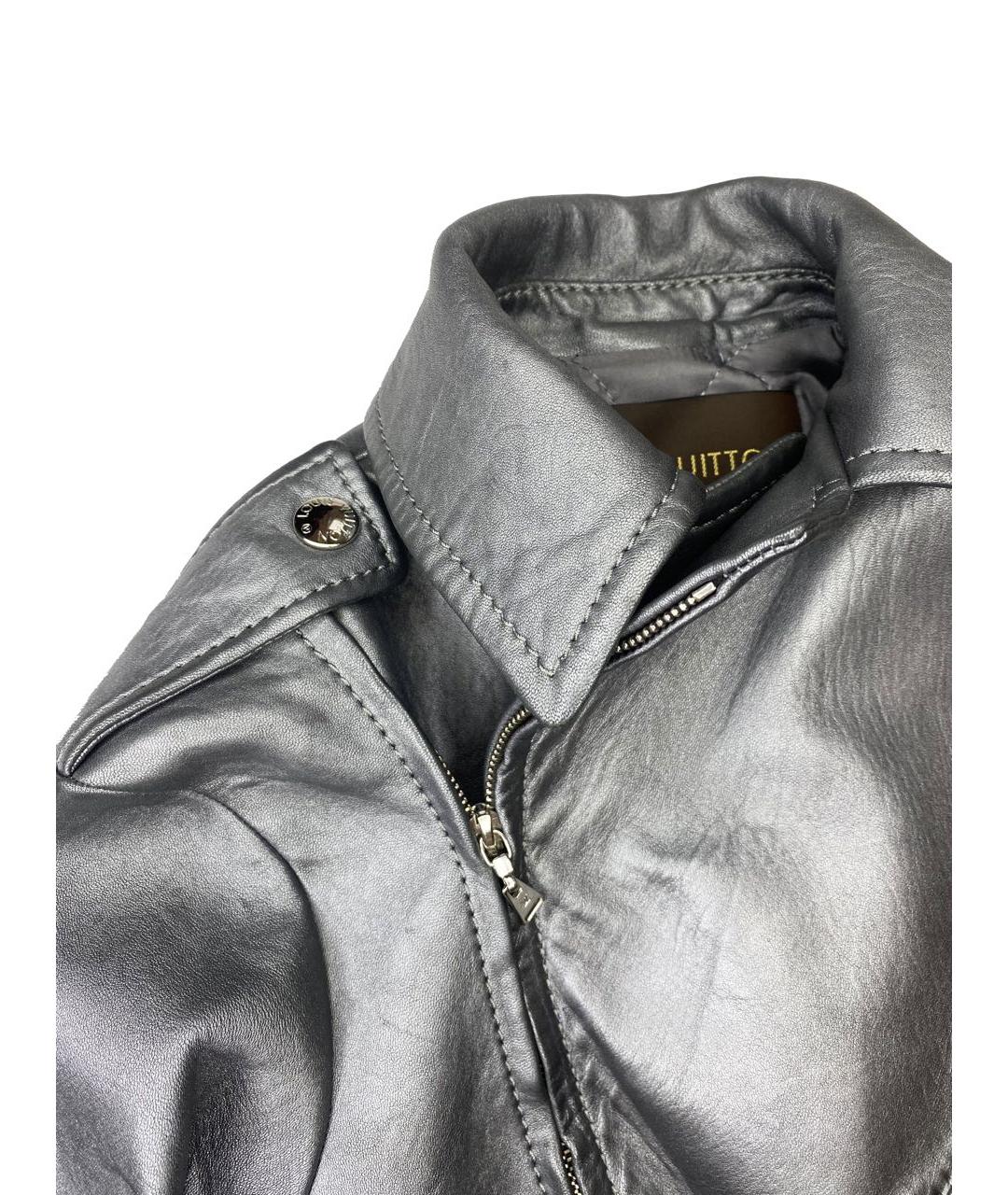 LOUIS VUITTON Серебряная кожаная куртка, фото 7