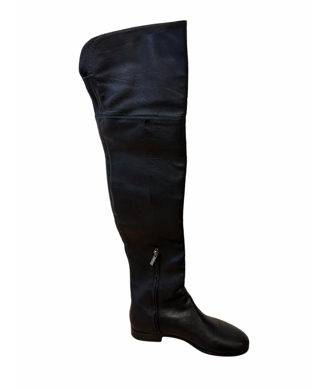 JIMMY CHOO Черные кожаные ботфорты, фото 1