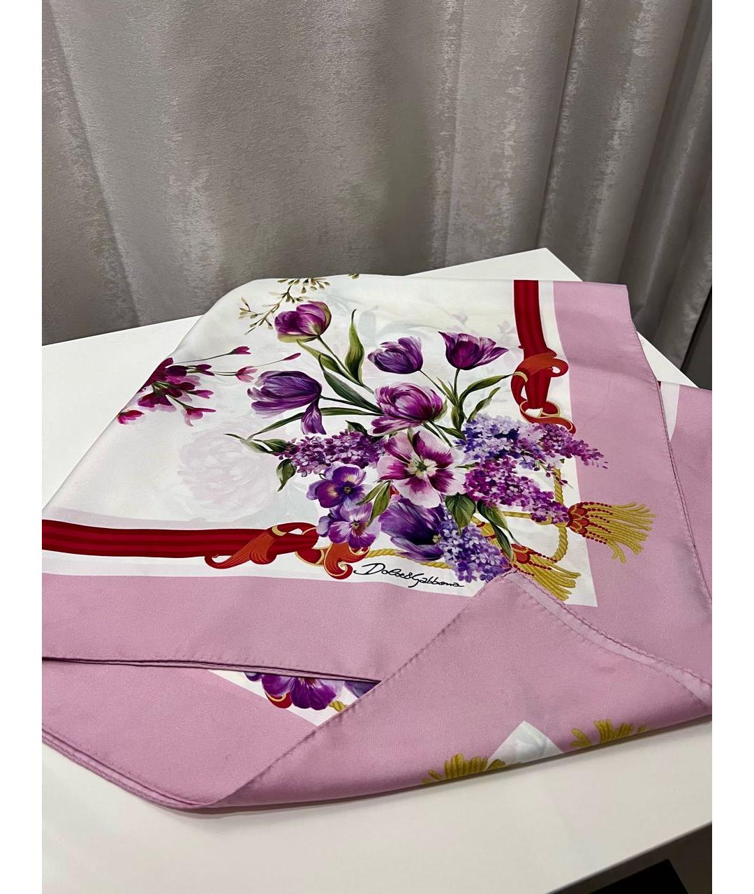 DOLCE&GABBANA Розовый шелковый платок, фото 3