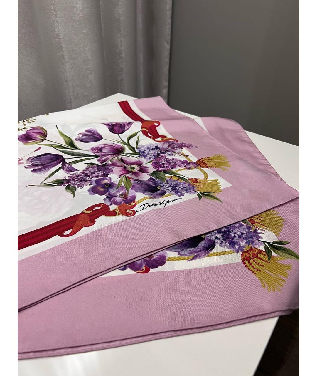DOLCE&GABBANA Розовый шелковый платок, фото 2