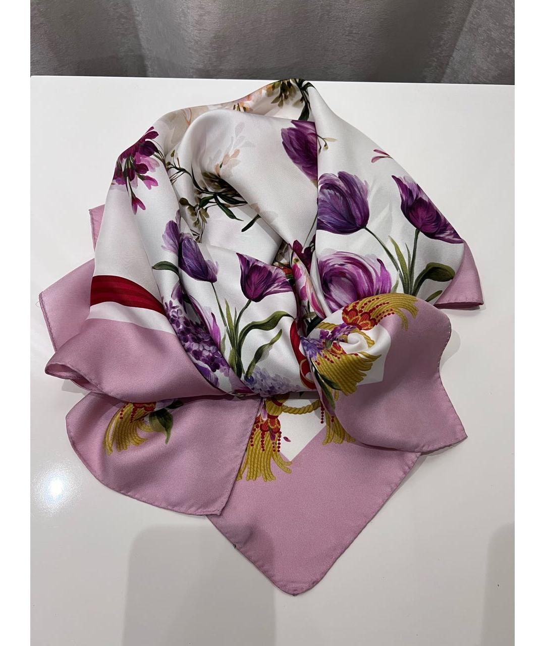 DOLCE&GABBANA Розовый шелковый платок, фото 4