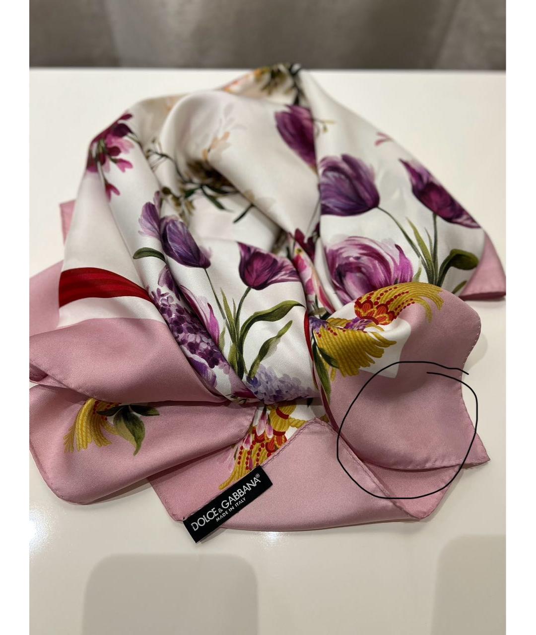 DOLCE&GABBANA Розовый шелковый платок, фото 5
