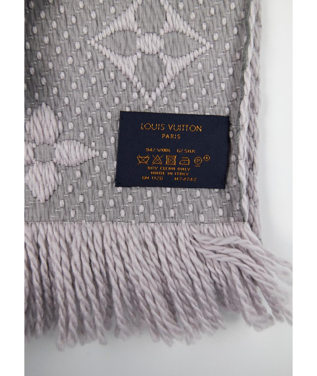 LOUIS VUITTON Серый шерстяной шарф, фото 3