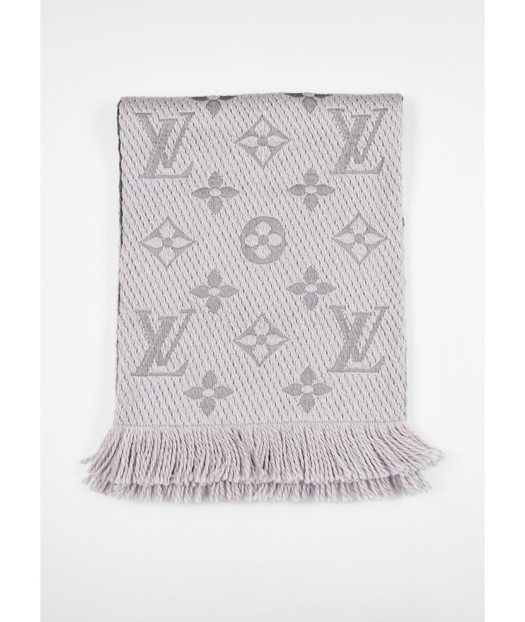LOUIS VUITTON Серый шерстяной шарф, фото 4