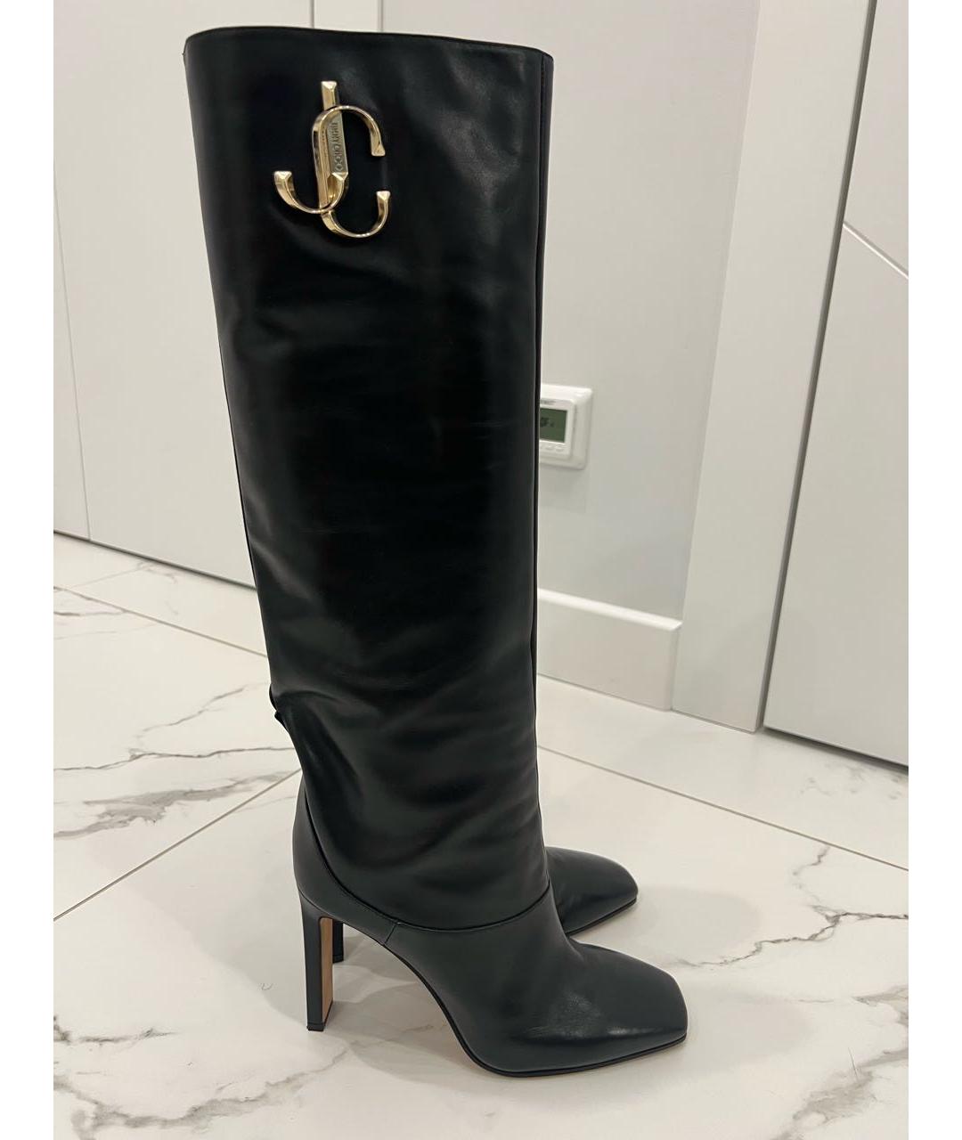 JIMMY CHOO Черные кожаные сапоги, фото 5