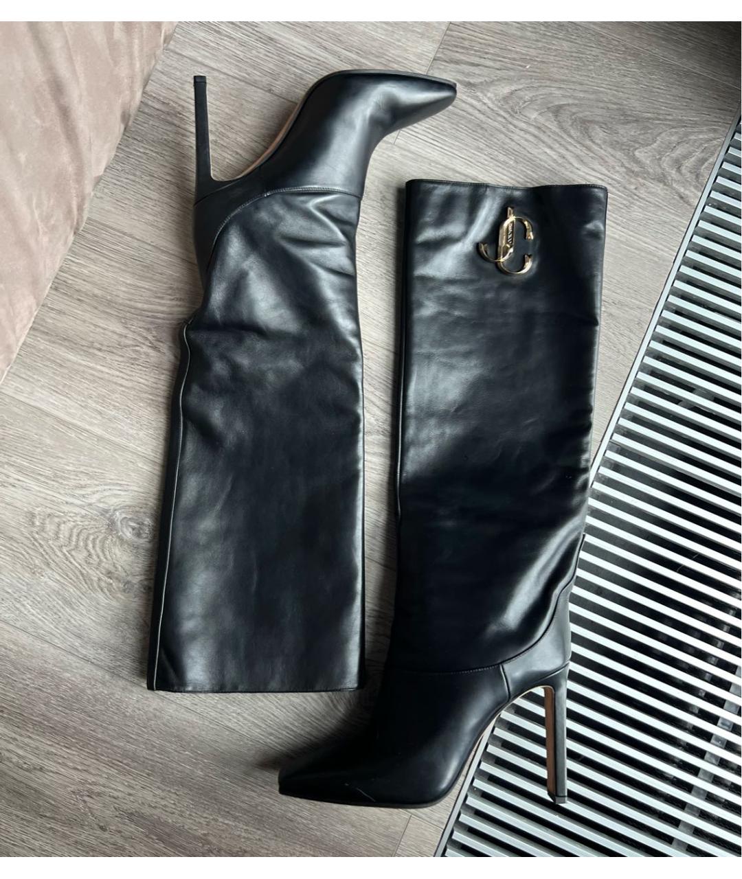 JIMMY CHOO Черные кожаные сапоги, фото 4