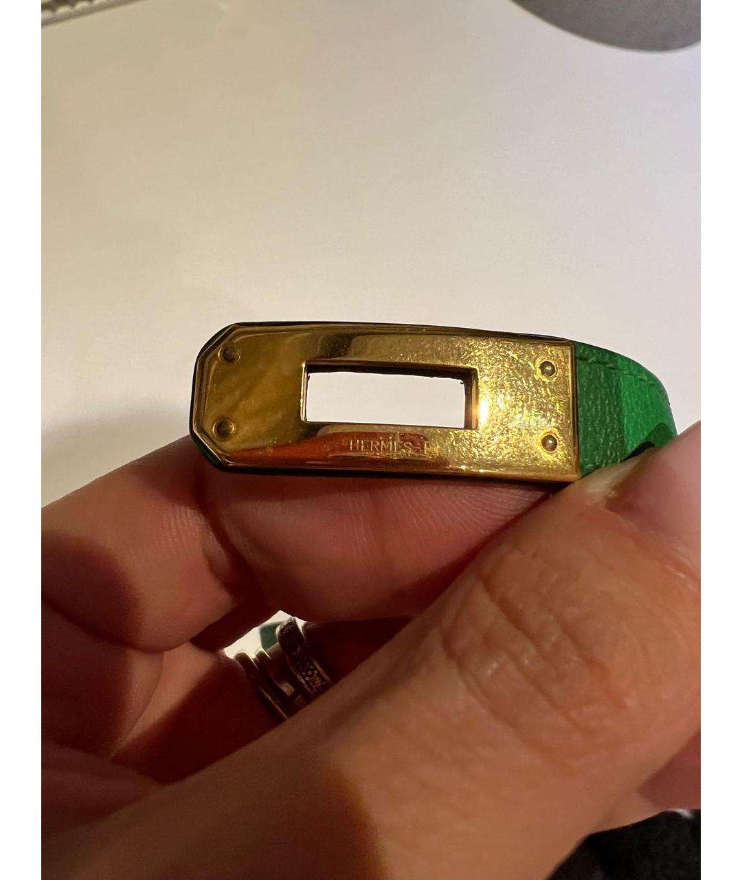 HERMES PRE-OWNED Зеленый кожаный браслет, фото 6