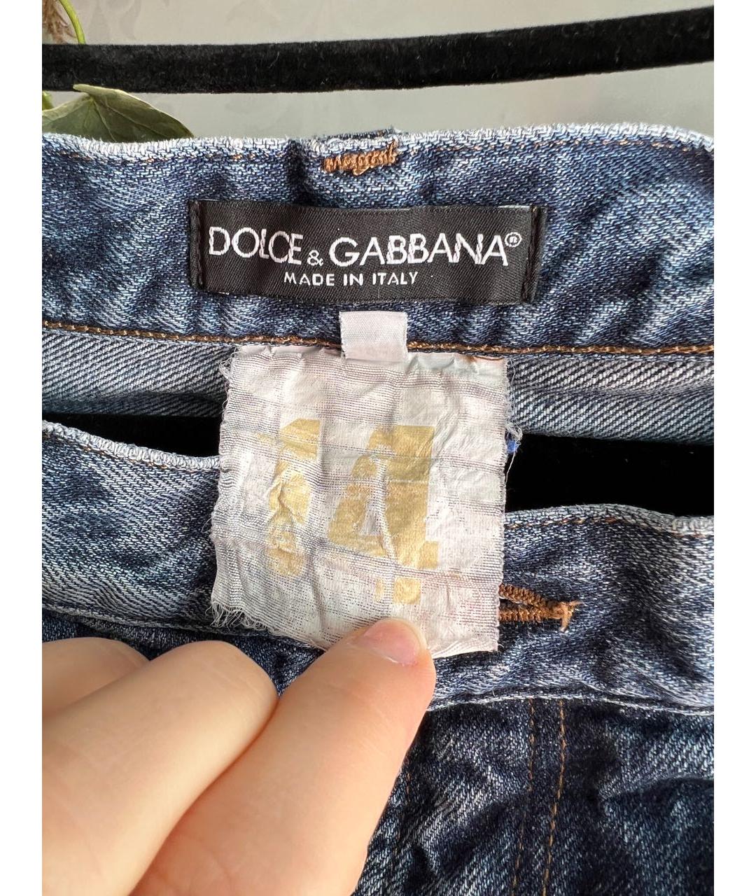 DOLCE&GABBANA Синие хлопковые джинсы слим, фото 7
