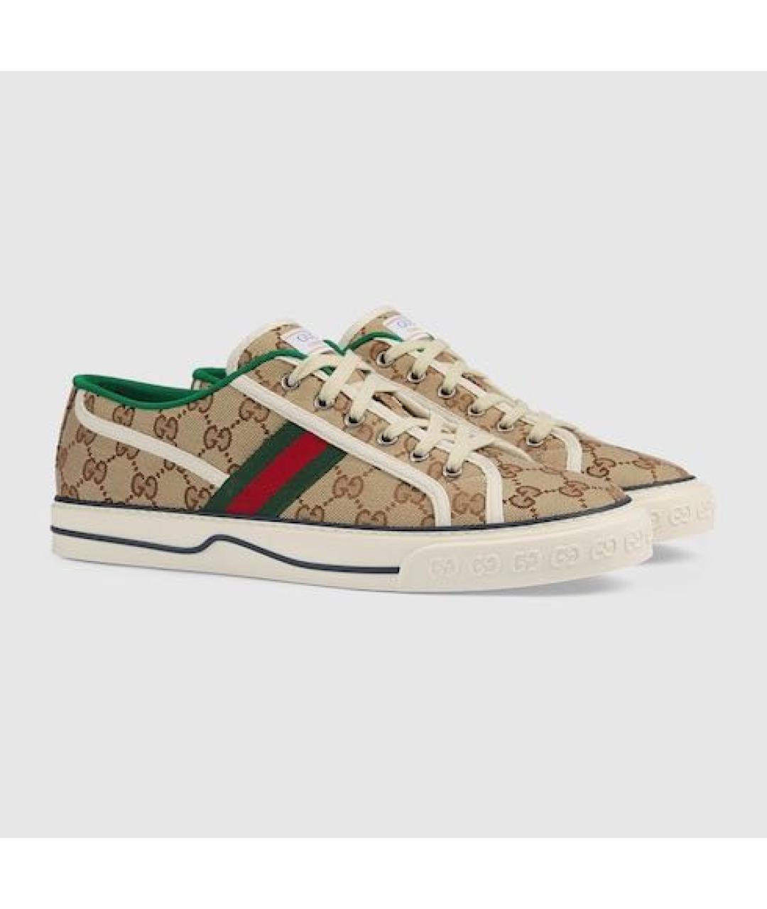 GUCCI Коричневые текстильные низкие кроссовки / кеды, фото 4