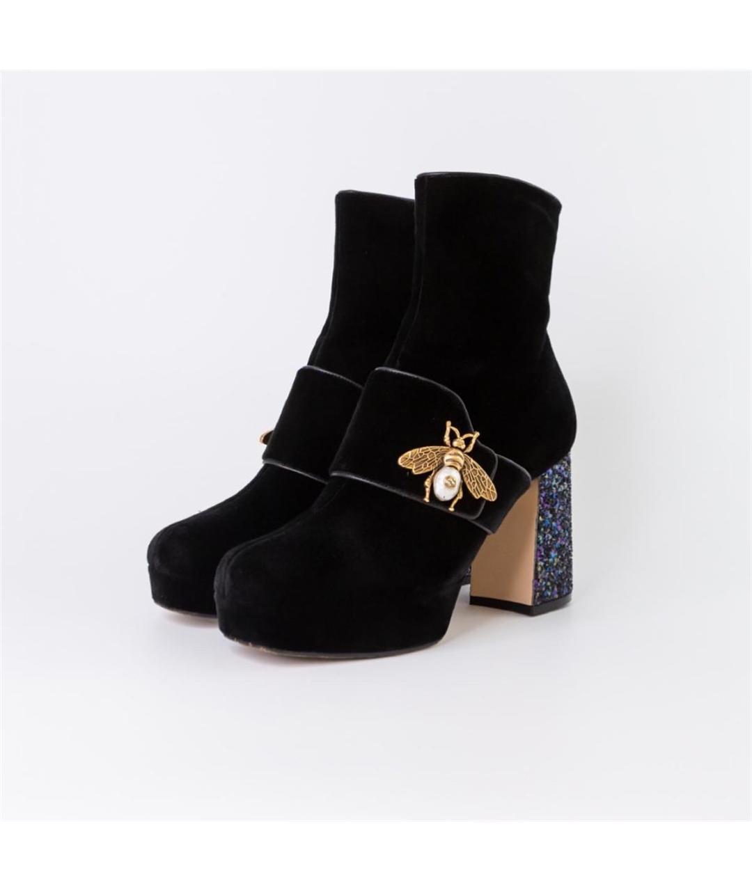 GUCCI Черные бархатные ботильоны, фото 2