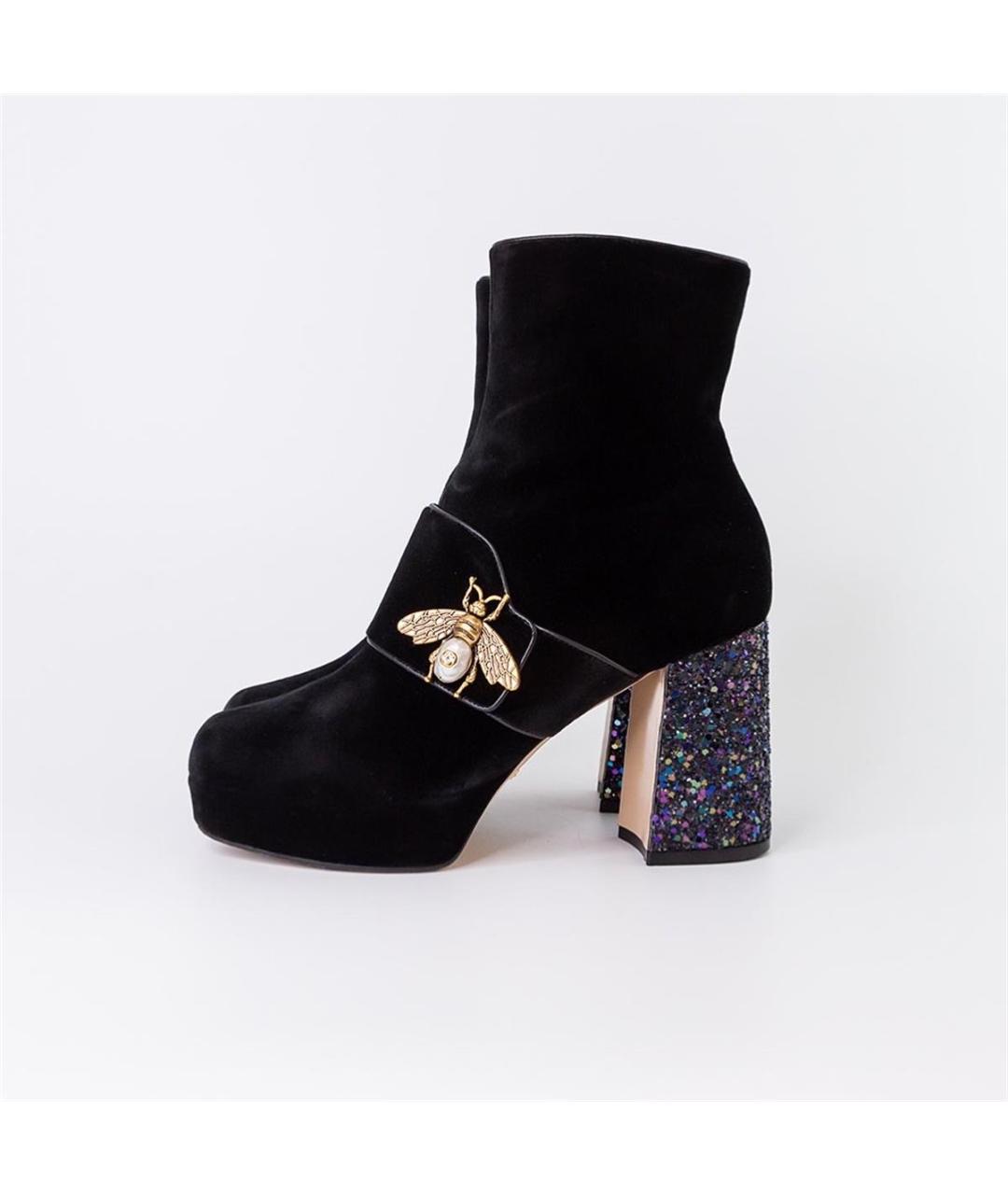 GUCCI Черные бархатные ботильоны, фото 5