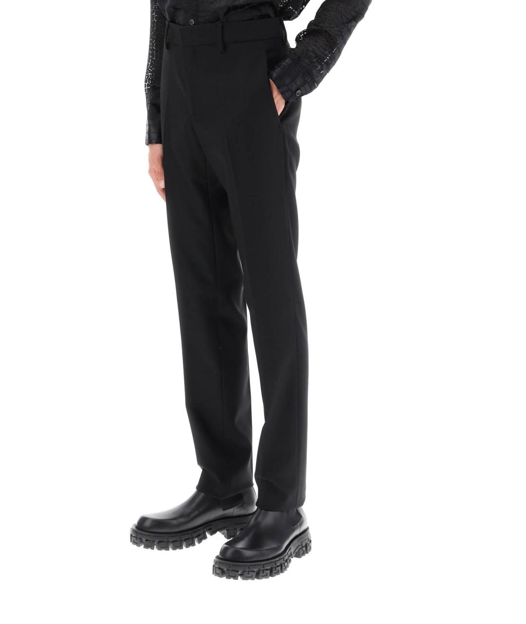 VERSACE Черные шерстяные классические брюки, фото 6